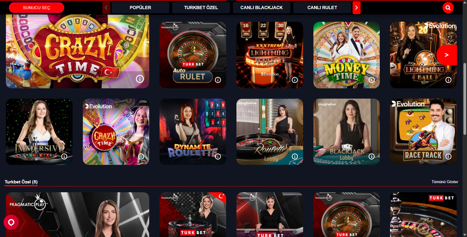 Turkbet Casino Oyunları