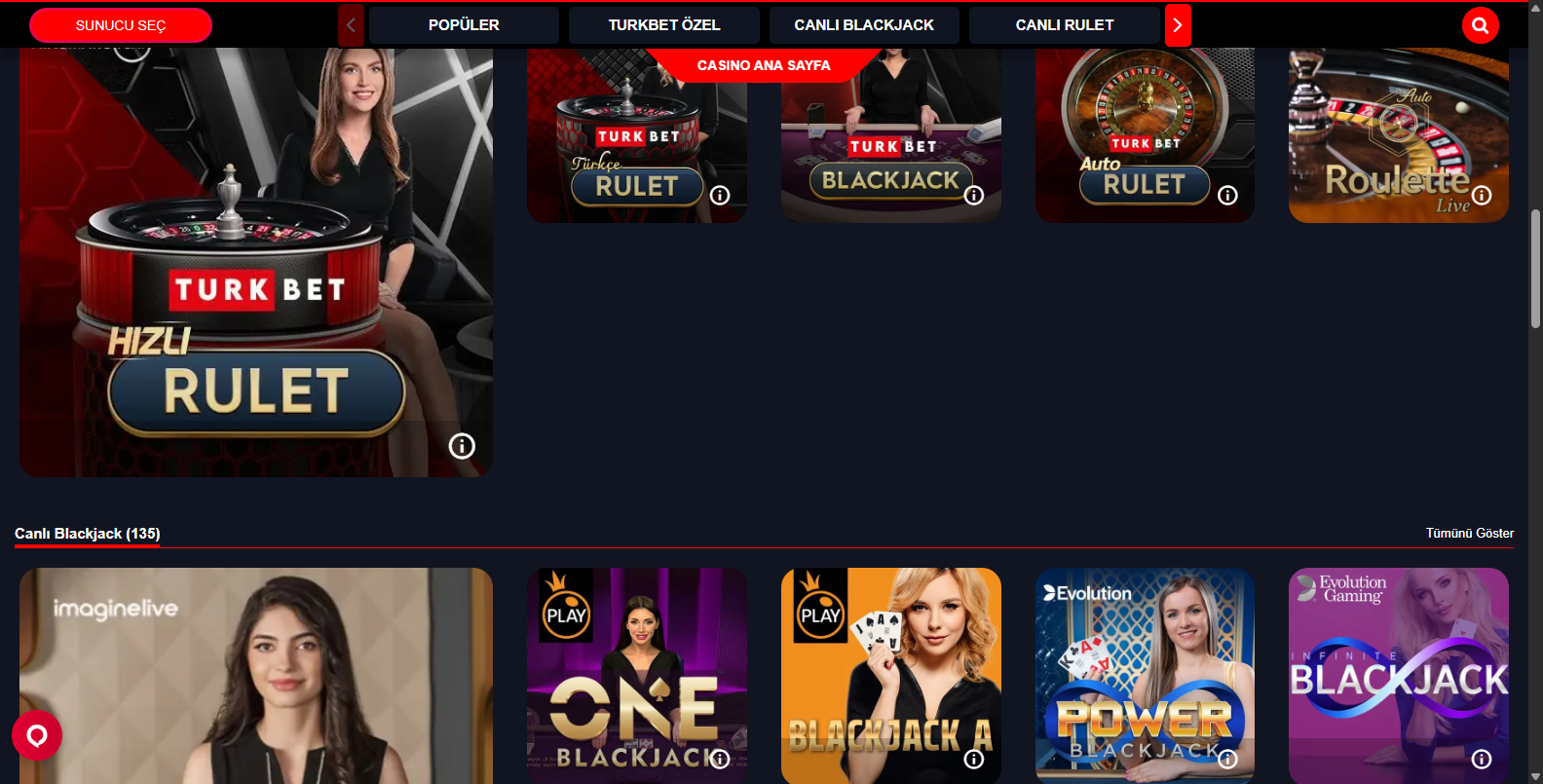 Turkbet Casino Oyunları